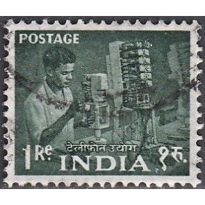 India, 1959 1R Telephone Factory Worker. SG 413 (Scott #316), used