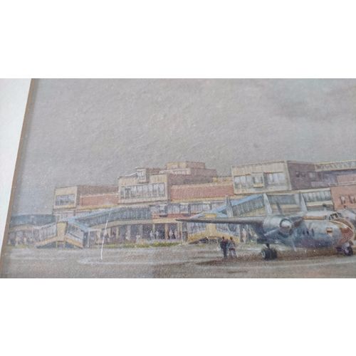 SALE! London Airport Heathrow vintage painting Control Tower Queens Building LHR