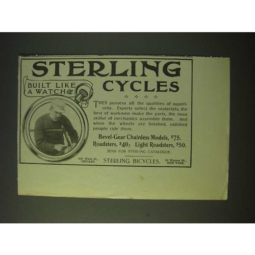 1900 Sterling Bicycles Ad - Sterling Cycles Built like a watch
