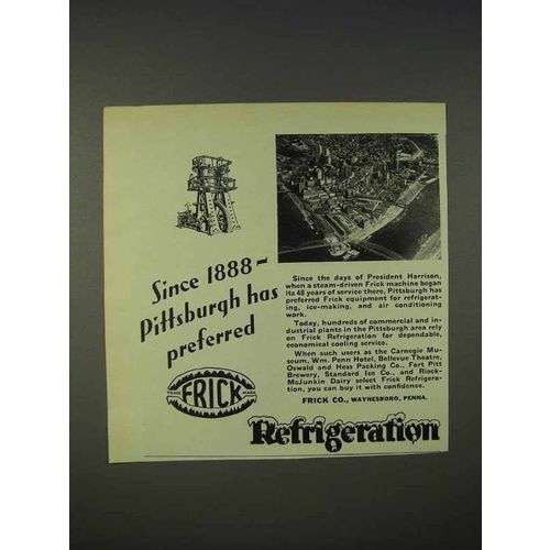 1940 Frick Refrigeration Ad - Pittsburgh has Preferred
