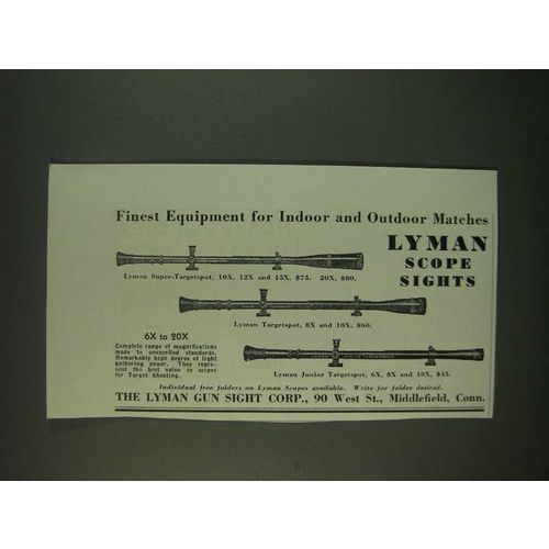 1940 Lyman Super-Targetspot, Targetspot and Junior Targetspot Scopes Ad