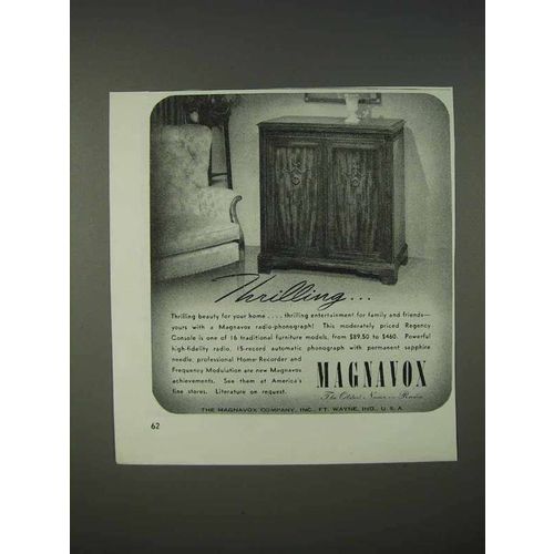 1940 Magnavox Radio Phonograph Ad - Regency Console