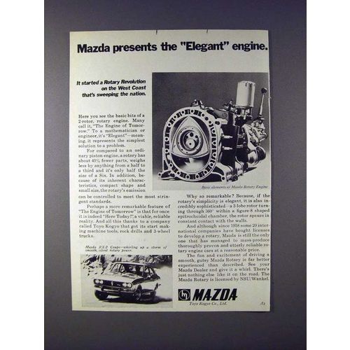1972 Mazda RX-2 Coupe Car Ad - Elegant Engine