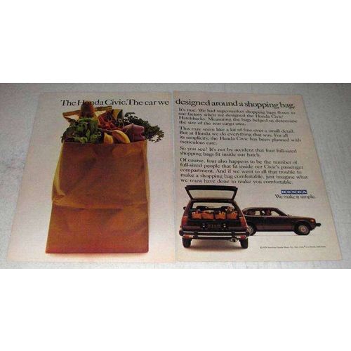 1978 Honda Civic Hatchback Ad - Around a Shopping Bag