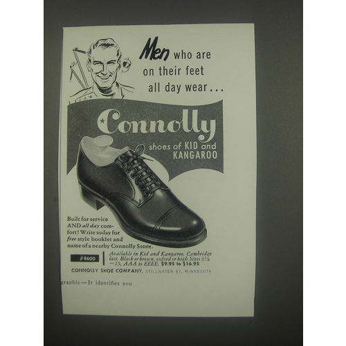1954 Connolly Shoes Ad - Men who are on their feet all day wear Connolly shoes