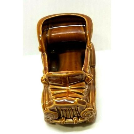 Vintage 4 1/4" Ceramic Brown Car Planter, Made in Japan (G18)