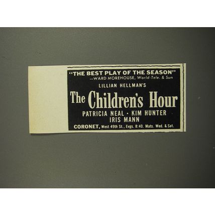 1953 The Children's Hour Play Advertisement - The best play of the season