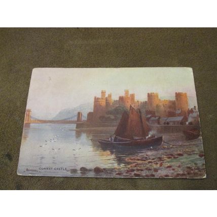 1915 fr ETW Dennis Postcard - Fishing Boat @ Conway Castle - North Wales