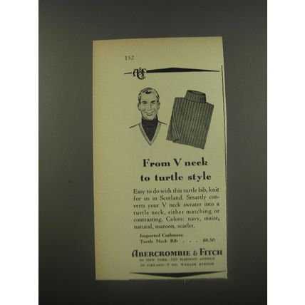 1956 Abercrombie & Fitch Fashion Ad - From V Neck to Turtle Style