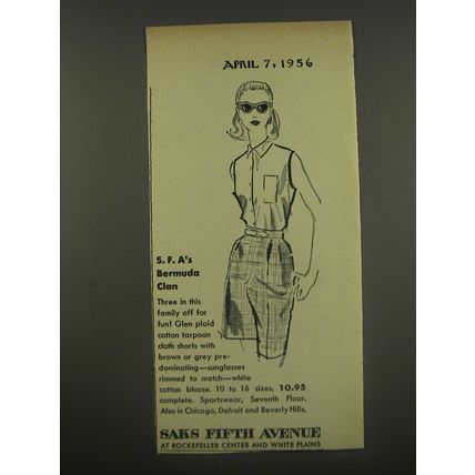 1956 Saks Fifth Avenue Shorts Ad - S.F.A's Bermuda Clan