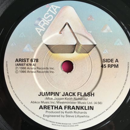 ARETHA FRANKLIN - JUMPIN' JACK FLASH (7" VINYL, 1986)