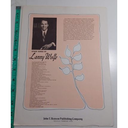 Christian Sheet Music Lanny Wolfe God's Wonderful People 1974 good