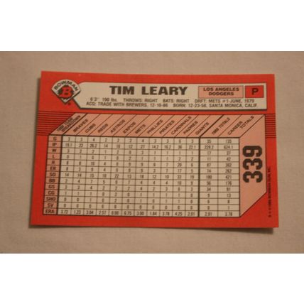 Tim Leary 1989 Bowman TIFFANY NO. 339