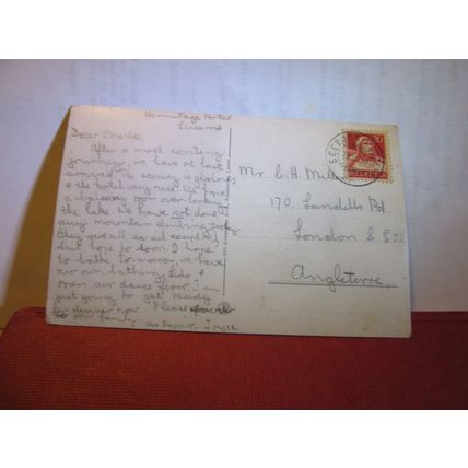 AXENSTRASSE MIT BRISTENSTOCK, SWITZERLAND used vintage postcard 1930 pm =