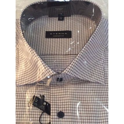 Eterna Mens Checkered Non Iron Comfort Fit Shirt Size 39 15 1/2 RRP £59.99
