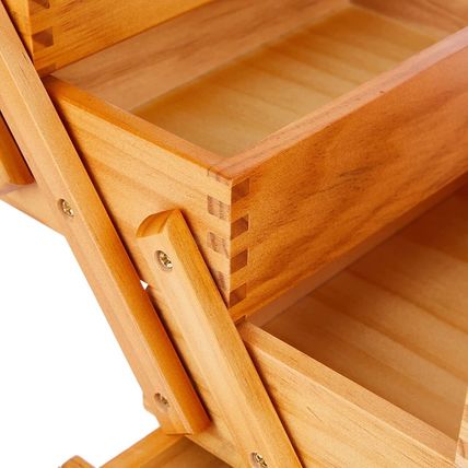 Hobbygift Large 4Tier Pine Wooden Cantilever Sewing Box Craft Storage Collection