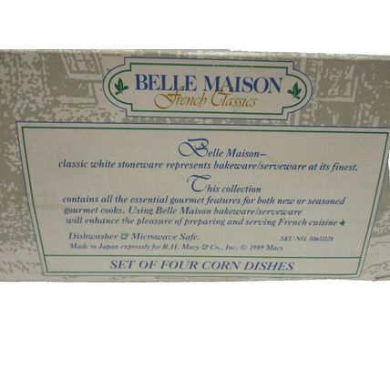 Belle Maison French Classic White Porcelain Corn Dishes Set Of 4 1989 Japan