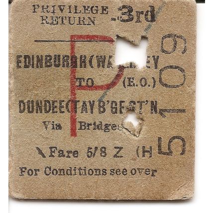 B.R. Edmondson Ticket - Edinburgh Waverley to Dundee Tay Bridge Station