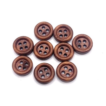 10mm Brown Wooden Buttons Great For Baby Knitting Cardigans Doll Clothing 4 Hole