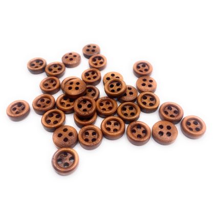 9mm Brown Wooden Buttons 4-Holes Coat Baby Cardigans Sewing Knitting Dolls