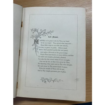 1880 "LIFE MOSIAC" FRANCES RIDLEY HAVERGAL ILLUSTRATED LARGE ANTIQUE BOOK (P5)