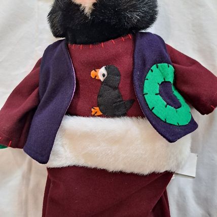 Vintage ZCMI PENGUIN 3D PLUSH CHRISTMAS STOCKING 22" Bird Felt