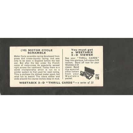 Weetabix 3D Cards 1960 Thrill #10 Motor Cycle Scramble