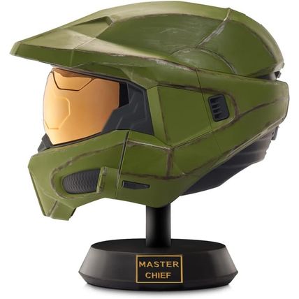 HALO Master Chief Deluxe Helmet with Stand - LED Lights on Each Side - Battle Da