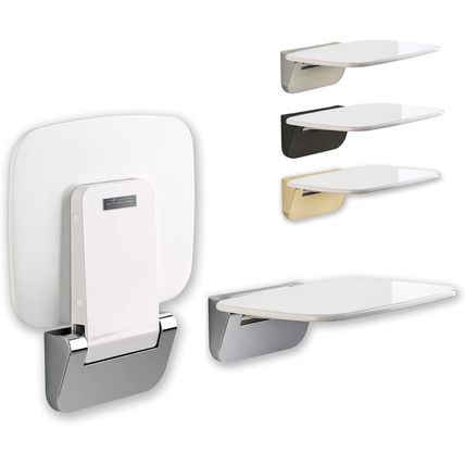 Folding Shower Seat Wall Mounted – Secure Fold down Shower Bench, 350Lbs Capacit