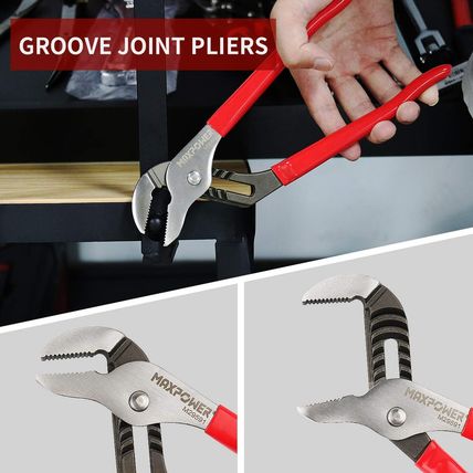 MAXPOWER Wrench and Pliers Set, 6 Piece Kitbag. 7" Locking, 10" Groove Joint, 8"