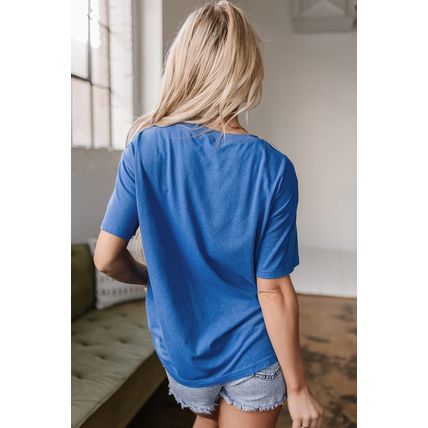 Sky Blue Vintage MOTHERHOOD Letter Graphic T Shirt