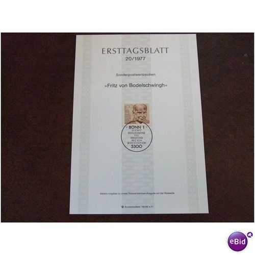 1977 Germany Ersttagsblatt FDI Bodelschwingh stamp card