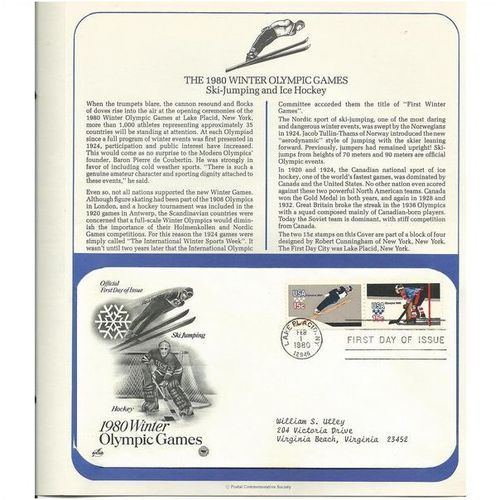 1980 WINTER OLYMPICS SKI-JUMPING ' OFFICIAL FIRST DAY of ISSUE ' (1980)