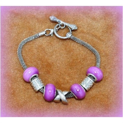 Summer Gift Kiss Charm Euro Beads Silver Tone Bracelet Bangle Jewellery 1708