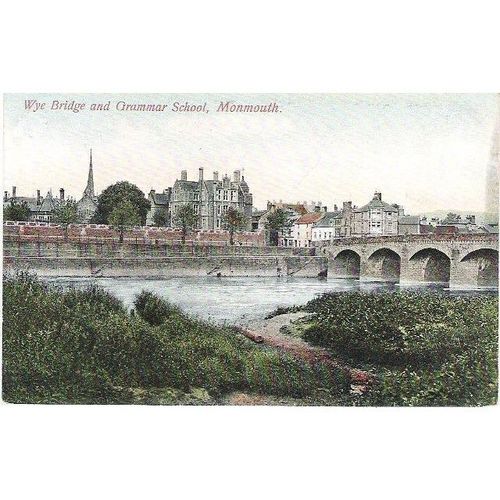 Monmouth - Wye Bridge & Grammar School - Hartmann postcard c.1910s