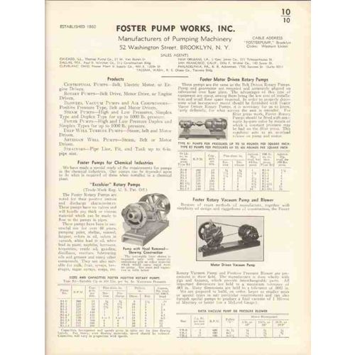 foster pump works inc 1936 excelsior rotary sump pumps vintage catalog