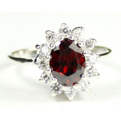 Garnet CZ, 925 Sterling Silver Ring, SR235