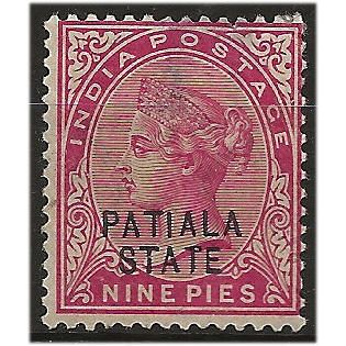 Patiala (ICS) 1891 SG14 9 Pies Carmine Mounted Mint . ..
