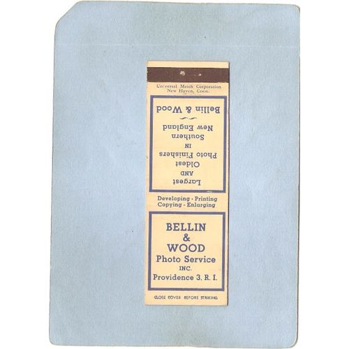 Rhode Island Providence Matchcover Bellin & Wood Photo Service Inc~1303