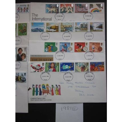 1981 A YEAR GROUP OF EIGHT FIRST DAY OF ISSUE POSTMARKED COVERS.(C) #01086