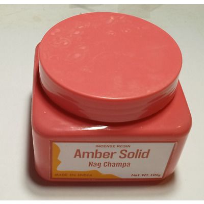 Nag Champa Amber Resin, Solid Perfume, 100 Gram Plastic Jar (About 3.5 Ounces)