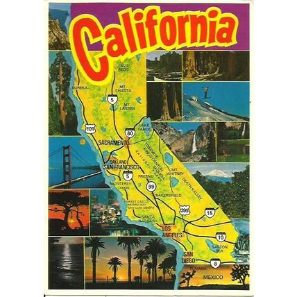 United States CALIFORNIA Map Postcard (C-33)