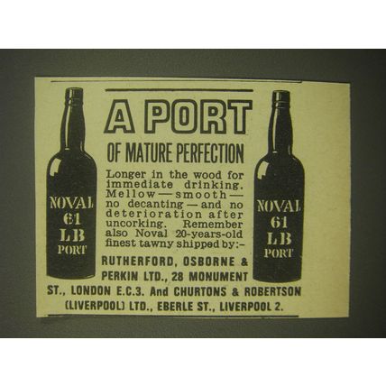 1965 Noval 61 LB Port Ad - A Port of Mature perfection