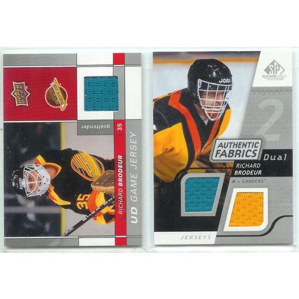 Richard Brodeur 8x card lot incl Dual Jersey + Jersey