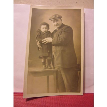 FATHER AND SON? antique photograph postcard by Gales Studio, Manchester =