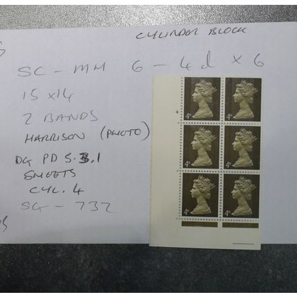 GB STAMPS Cylinder Block 4d black 1968 MNH ~~L@@K~~