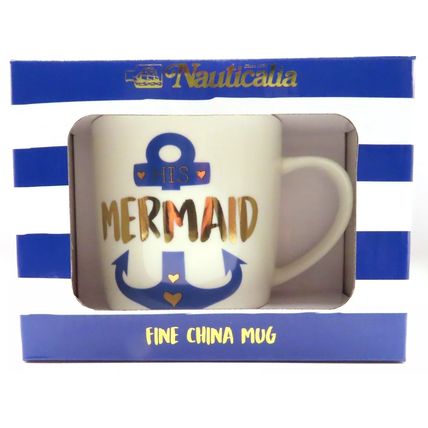 His Mermaid Mug Fine China Blue Anchor 9 CM Boxed Tableware Beverage Gift