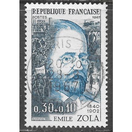 FRANCE 1967 CHARITY STAMP USED EMILE ZOLA WRITER Mi1572 dated copy