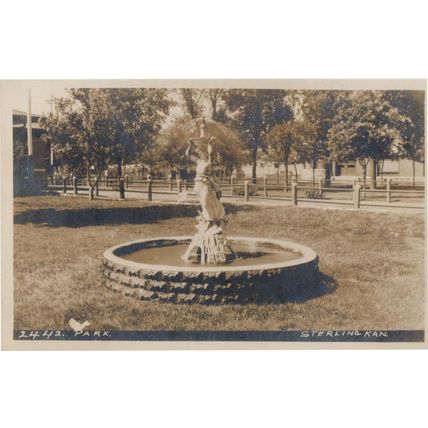 2442 Park Sterling Kansas USA Statue Real Photo Old Postcard