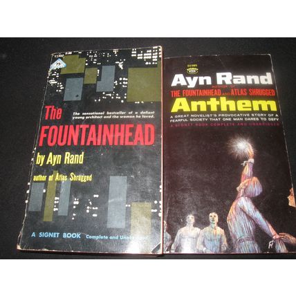 4 AYN RAND BOOKS Fountainhead, New Intellectual, Anthem, We the Living PB FR-GD